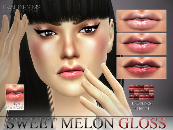  The Sims Resource: Sweet Melon Gloss | N24 +Teeth by PralineSims