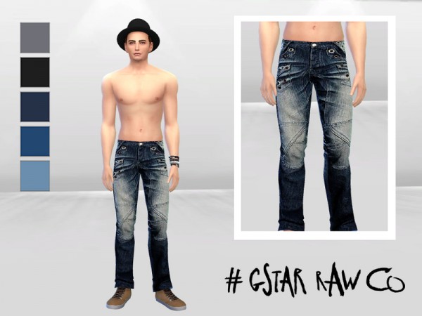  The Sims Resource: Metal Holed Urban Jeans by McLayneSims