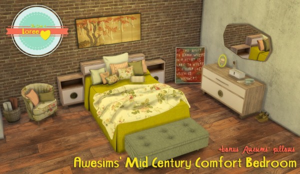  Loree: Awesims Mid Century Comfort Bedroom