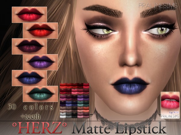  The Sims Resource: HERZ Matte Lipstick | N30 +Teeth by Pralinesims