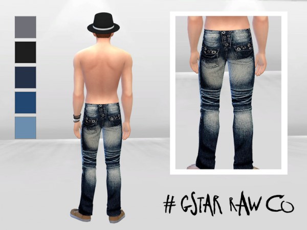 The Sims Resource: Metal Holed Urban Jeans by McLayneSims
