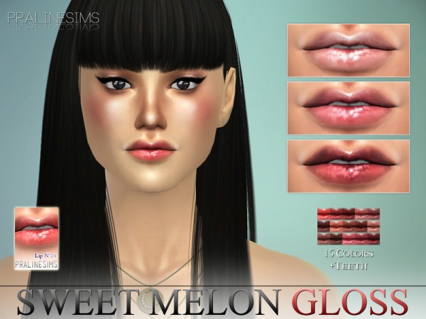  The Sims Resource: Sweet Melon Gloss | N24 +Teeth by PralineSims