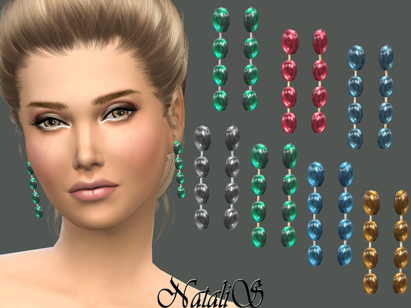  The Sims Resource: Drop earrings with cabochons by NataliS