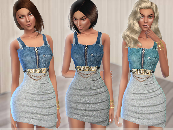  The Sims Resource: Cotton & Denim Dress by PureSims