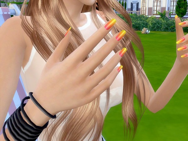  The Sims Resource: Neon Nails Summer Collection by Pinkzombiecupcake