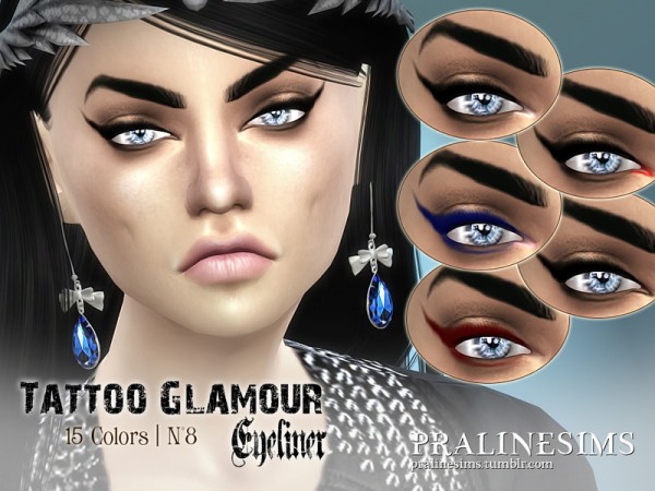  The Sims Resource: Tattoo Glamour Eyeliner by Pralinesims