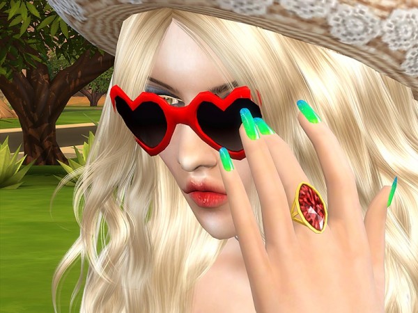  The Sims Resource: Neon Nails Summer Collection by Pinkzombiecupcake
