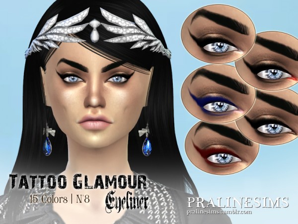  The Sims Resource: Tattoo Glamour Eyeliner by Pralinesims