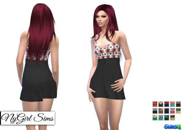  NY Girl Sims: Strapless Tribal Mini Dress