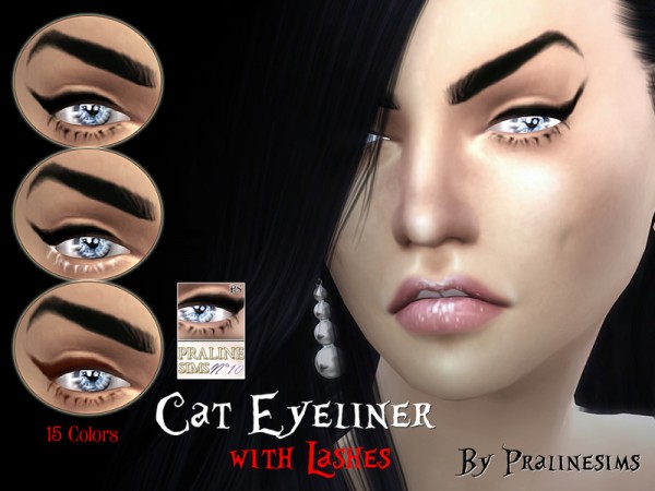  The Sims Resource: Cat Eyeliner with lashes by Pralinesims