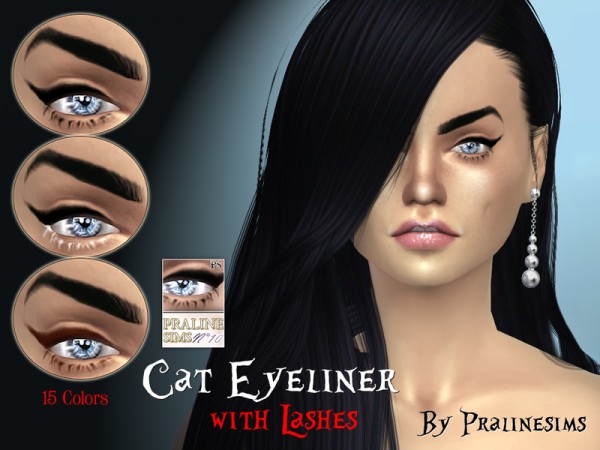  The Sims Resource: Cat Eyeliner with lashes by Pralinesims