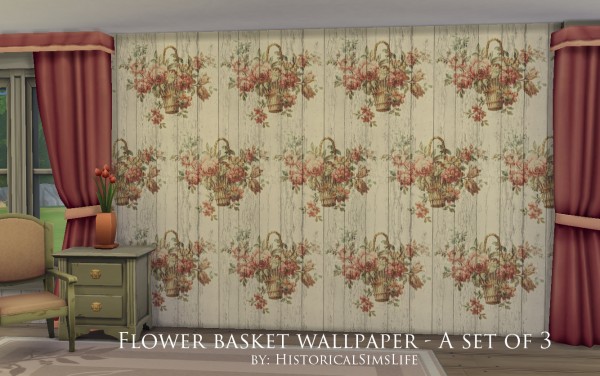  History Lovers Sims Blog: Flower Basket Wallpaper Set