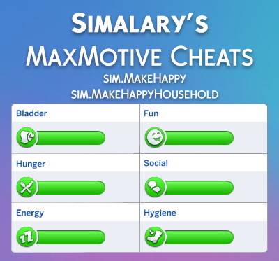  Mod The Sims: Max Motive Cheats   Satisfy Your Sims Needs! by simalary44