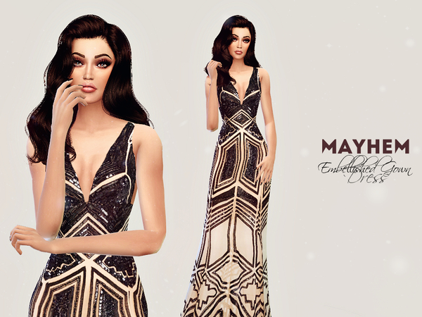  The Sims Resource: Embellished Gown Dress by NataliMayhem