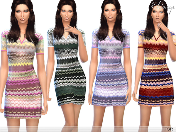  The Sims Resource: Zig Zag Print Dress by ekinege