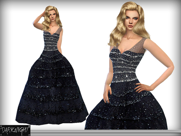  The Sims Resource: Sequin Embellished Tulle Gown by DarkNighTt