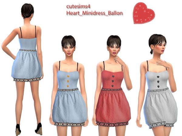  The Sims Resource: Ballon Heart Minidress Set by Sweetsims4