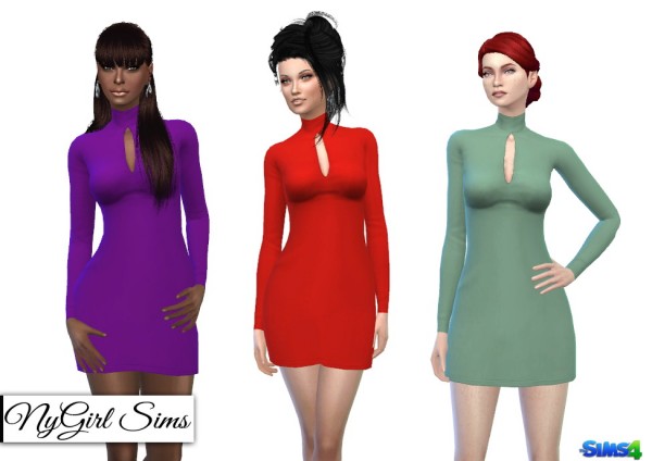  NY Girl Sims: Long Sleeve Turtleneck Bodycon