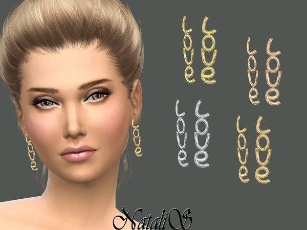  The Sims Resource: NataliS LOVE drop earrings