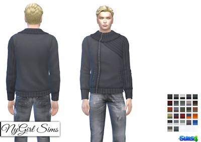  NY Girl Sims: Zip Side Sweater in Dual Colors 