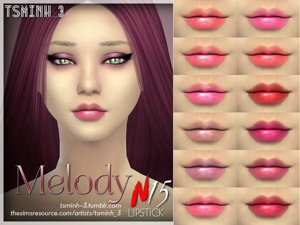  The Sims Resource: Melody Lipstick by Tsminh 3
