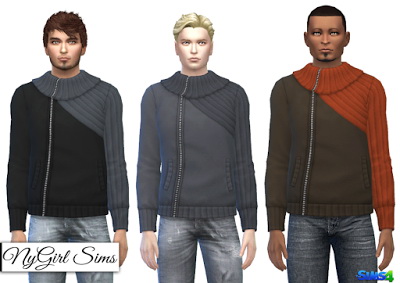 NY Girl Sims: Zip Side Sweater in Dual Colors • Sims 4 Downloads