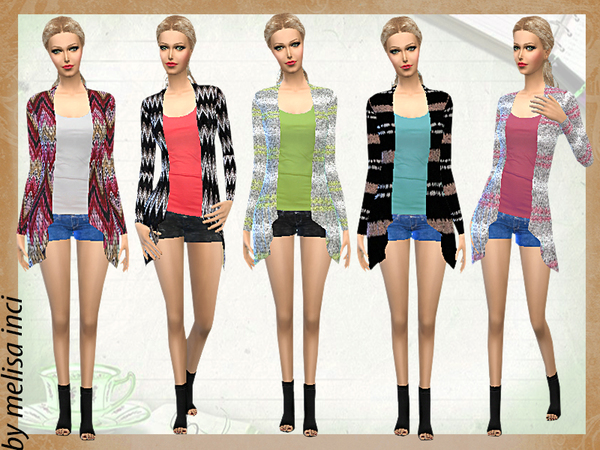  The Sims Resource: Cardigan Long Draped Outfit by melisa inci