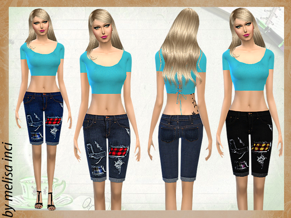  The Sims Resource: Knee Length Patch Shorts by Melisa Inci