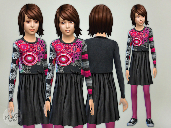  The Sims Resource: Multicolored Designer Dress by lillka