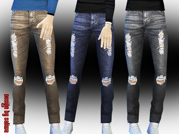  The Sims Resource: Mens Ripped Jeans by Saliwa