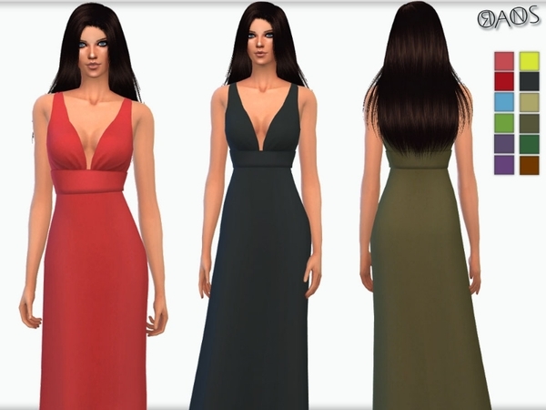  The Sims Resource: Scuba Low Plunge Fishtail Maxi Dress by OranosTR
