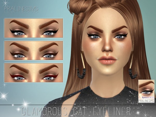 The Sims Resource: Glamorous Cat Eyeliner N15 by Pralinesims