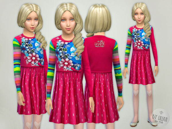  The Sims Resource: Multicolored Designer Dress 2 by lillka
