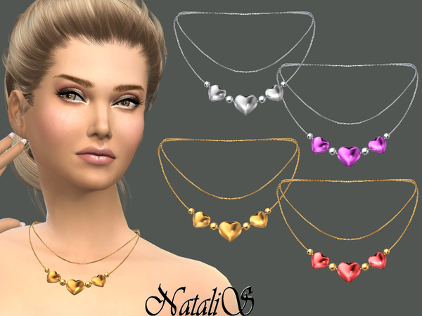  The Sims Resource: Three hearts necklace by NataliS