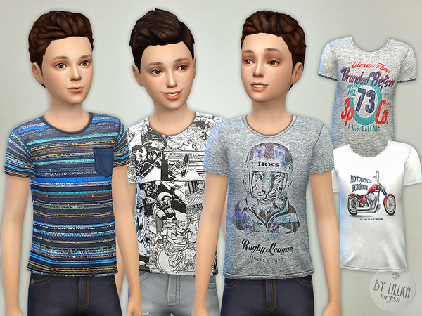  The Sims Resource: T  Shirt Collection for Boys P05 by lillka