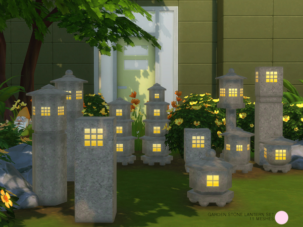 The Sims Resource: Garden Stone Lantern Set by DOT