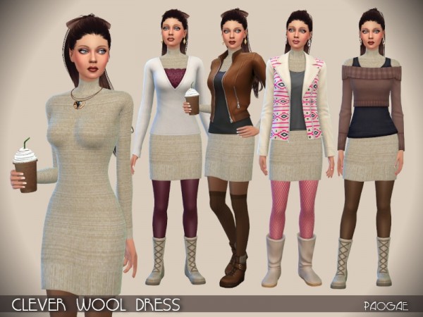  The Sims Resource: Clever Wool Dress by Paogae