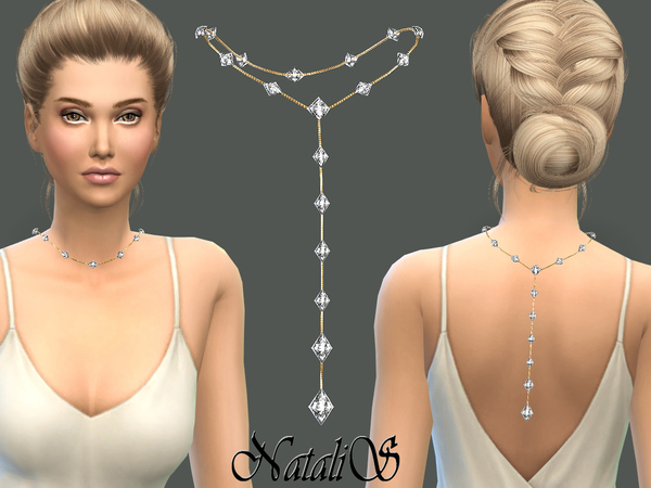  The Sims Resource: Back drop crystals necklace by NataliS