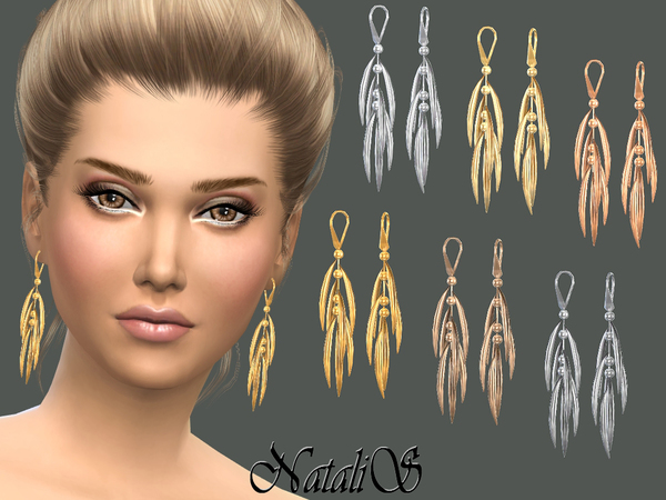  The Sims Resource: Thorn like tassel earrings by NataliS