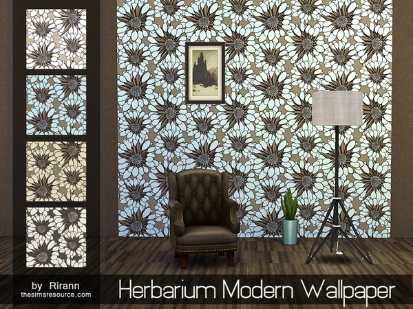  The Sims Resource: Herbarium Modern Wallpaper by Rirann