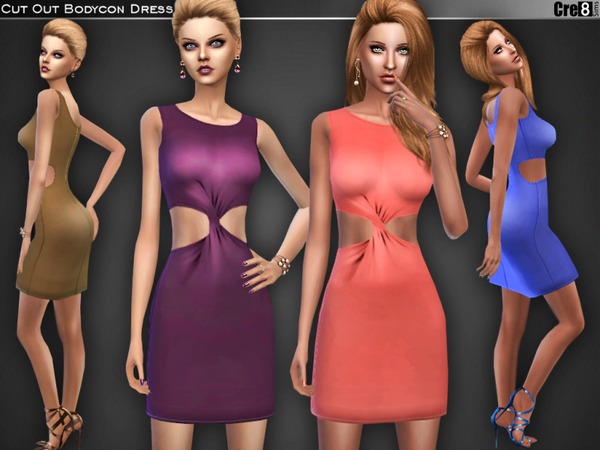 The Sims Resource: Cut Out Bodycon Dress by Cre8Sims • Sims 4 Downloads