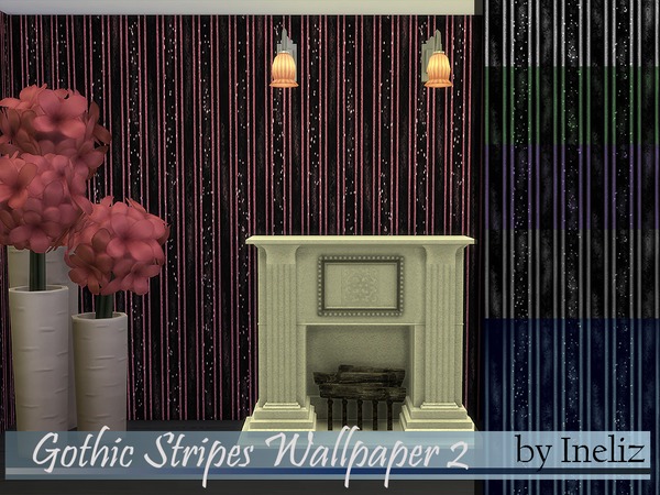  The Sims Resource: Gothic Stripes Wallpaper 2 by Ineliz