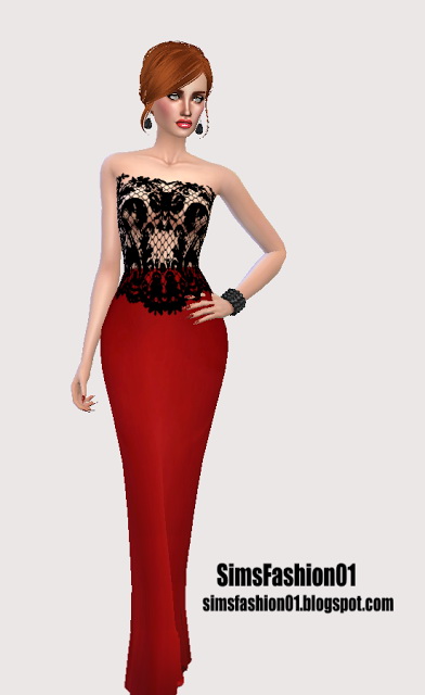  Sims Fashion 01: Red Long Dress