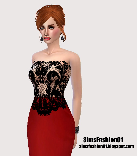  Sims Fashion 01: Red Long Dress