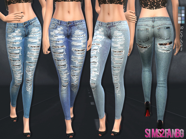 The Sims Resource: 81 - Ripped skinny jeans by sims2fanbg • Sims 4 ...