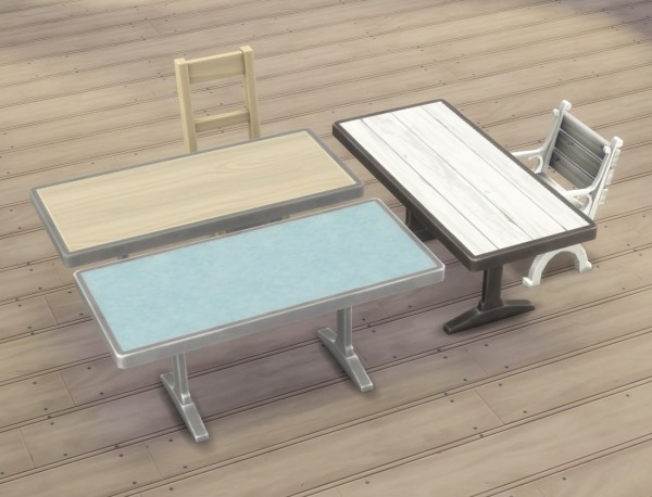  Mod The Sims: Metal Table 2×1 with Lino/Wood Top by plasticbox