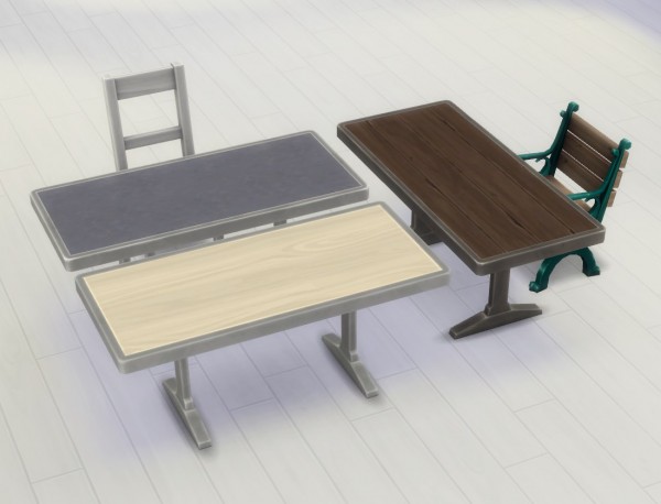  Mod The Sims: Metal Table 2×1 with Lino/Wood Top by plasticbox