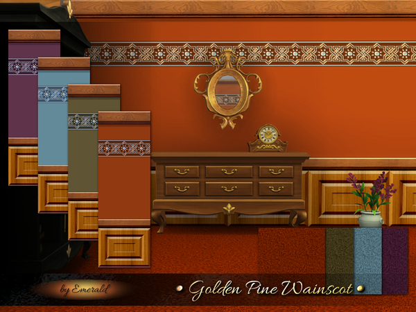  The Sims Resource: Golden Pine Wainscot by Emerald