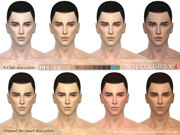 The Sims Resource: S Club WM skin cas colors x 4 default replacement