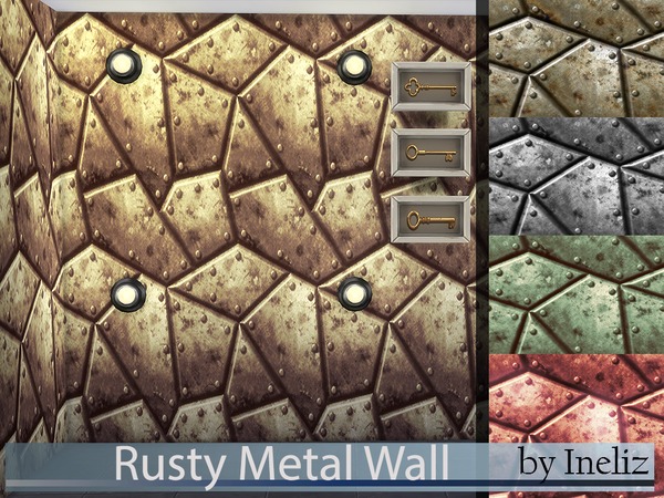  The Sims Resource: Rusty Metal Wall by Ineliz